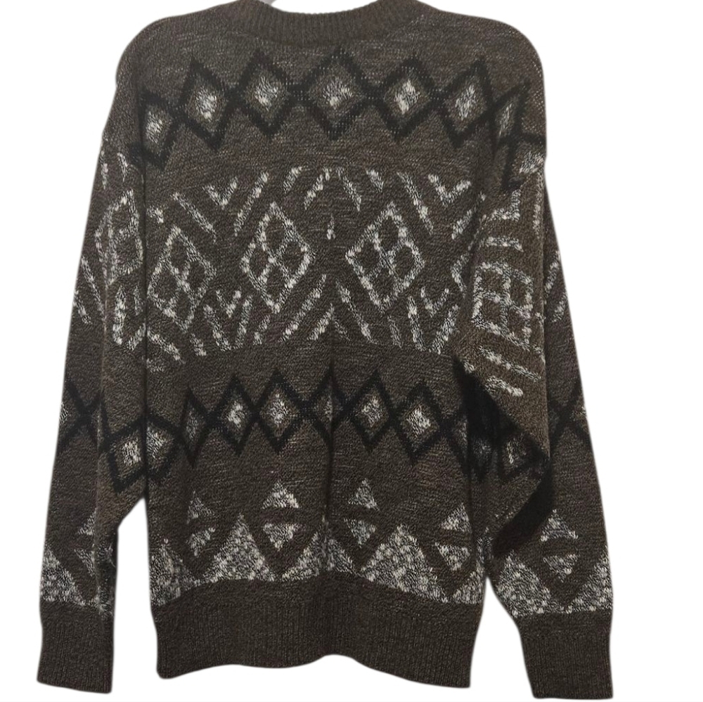 Vintage Le Tigre Men's Crewneck Sweater - Brown and Black Size L - Picture 5 of 8